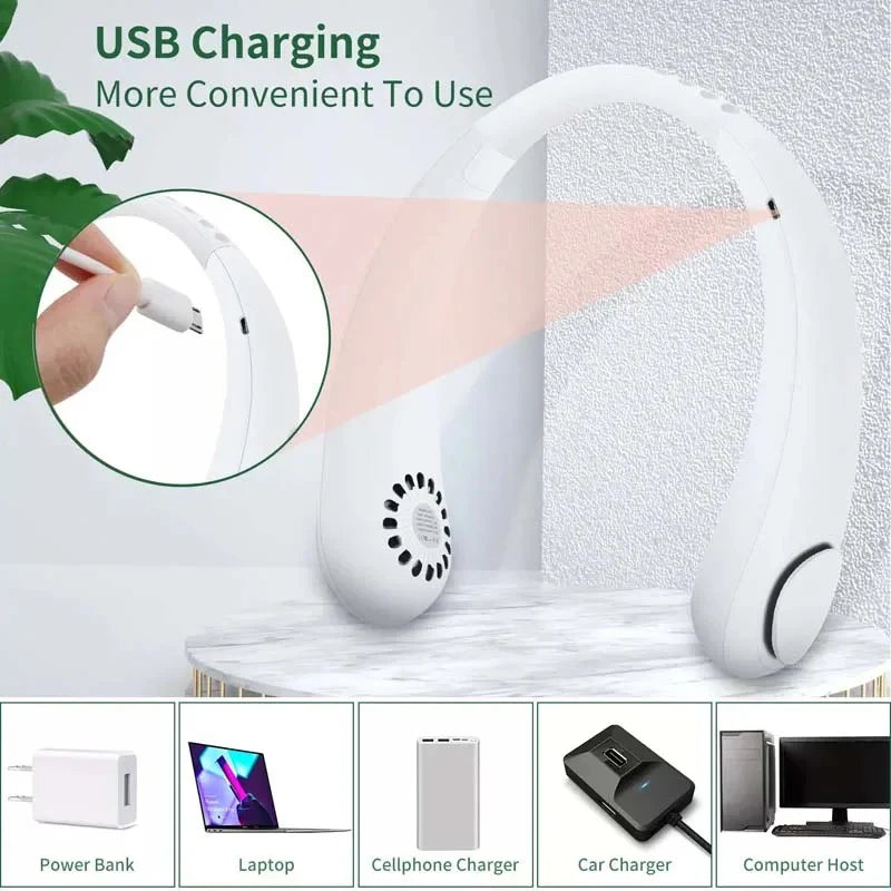 rechargeable  neck fan 360* degree surroundings